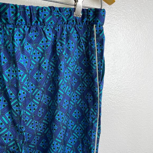 St John Size Medium Ankle Pants Blue Silk Blend Pull On Pockets Twill Stretch - Picture 6 of 10
